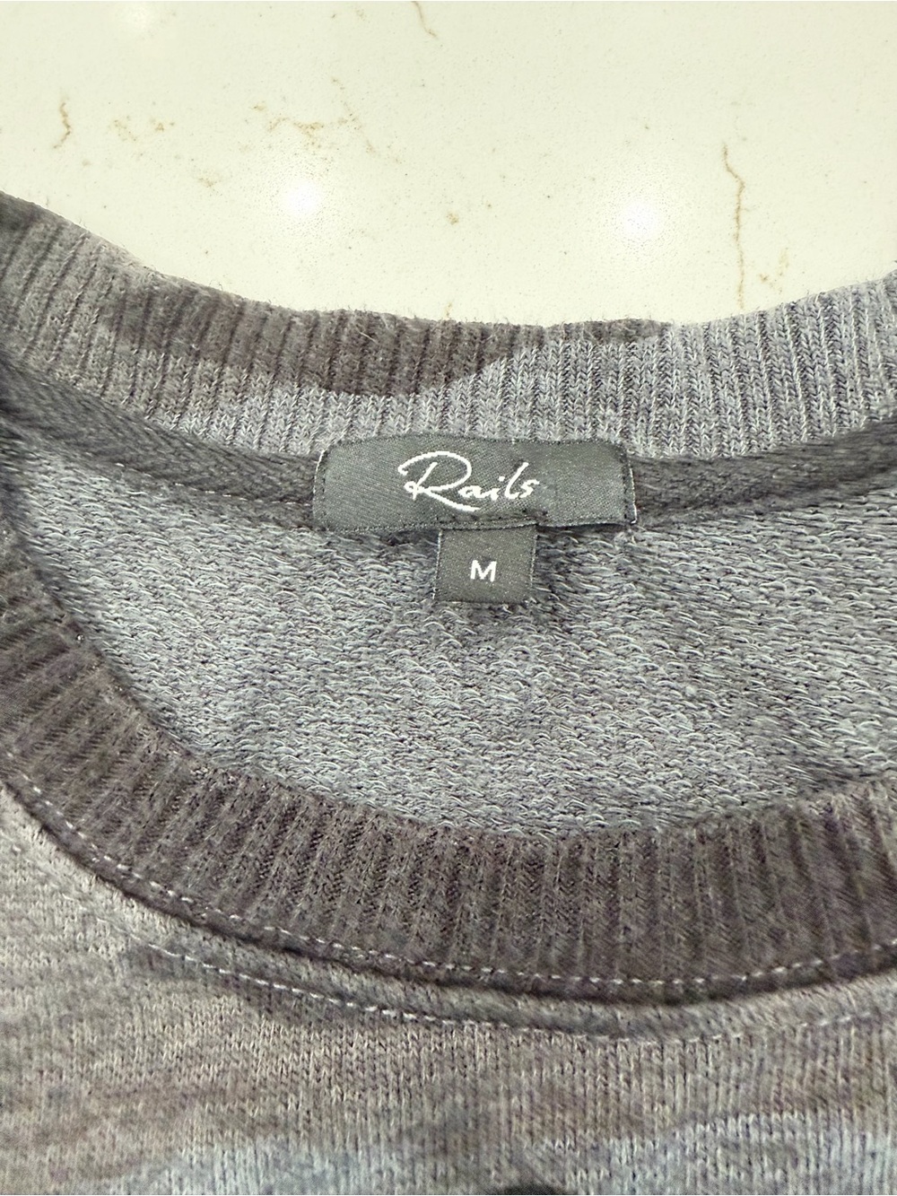 Rails Black & Charcoal Camo Crewneck Sweatshirt Model off Duty - Picture 4 of 7